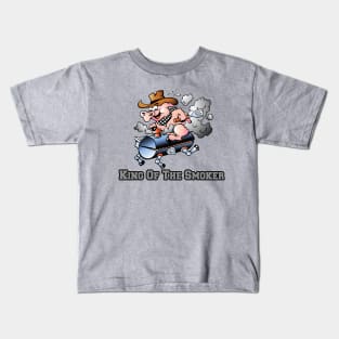 King Of The Smoker Pork Pig Barbeque Grill Cartoon Kids T-Shirt